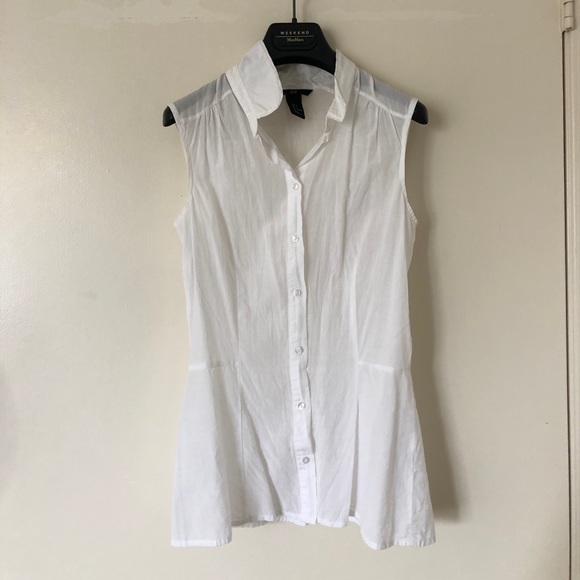 White Sleeveless Button Up - Picture 2 of 4
